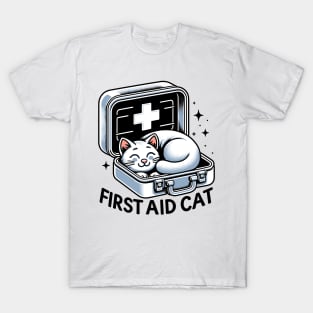 First Aid Cat Pun Nurse Doctor Healthcare Novelty Funny Cat T-Shirt